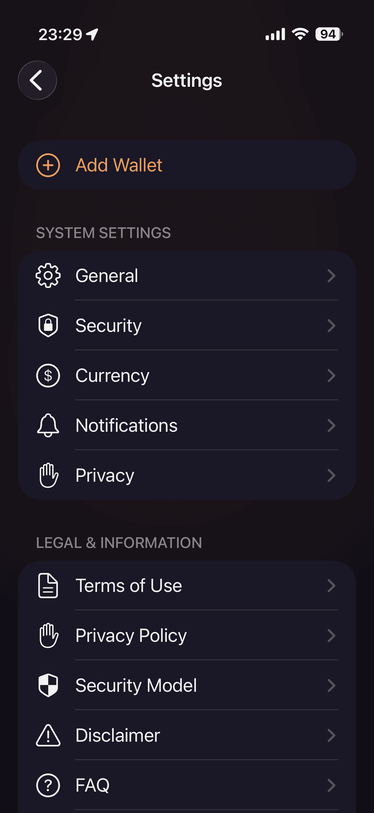 App Settings